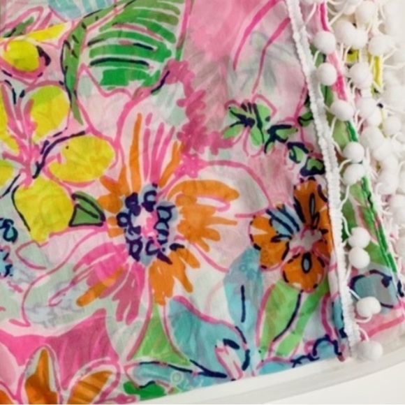 Lilly Pullitzer Target Nosey Posie Scarf With Pom Poms Swim Cover-Up - Picture 9 of 9